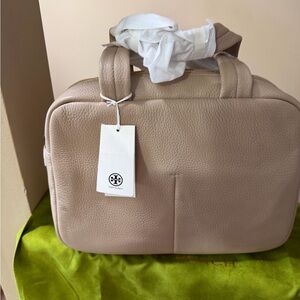 Tory Burch Pebbled Leather Satchel in Taupe